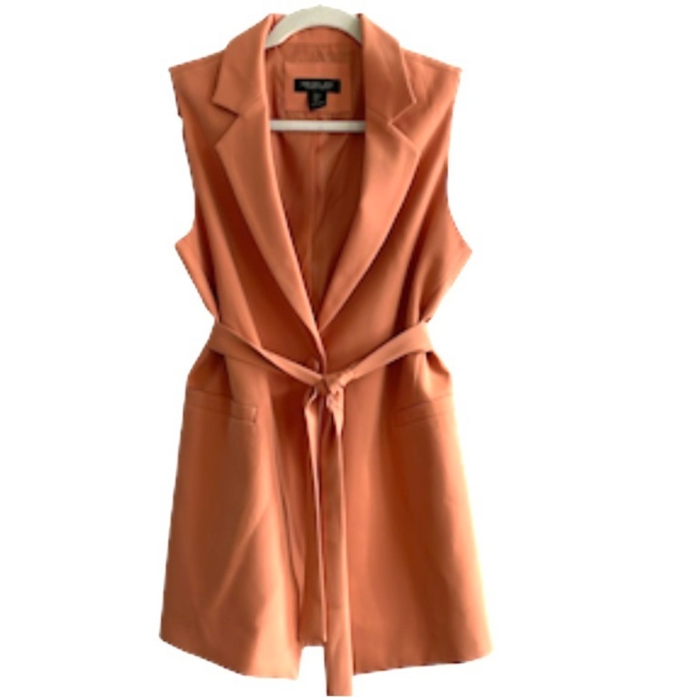 Sleeveless Belted Blazer Vest in Terracotta